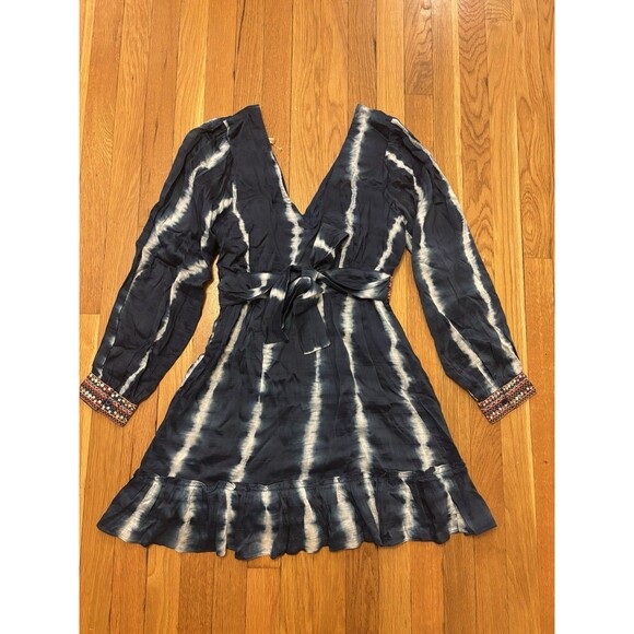 Anthropologie Verb By Pallavi Singhee Beaded Tie-Dye Mini Navy Dress NWT Size S - Picture 12 of 13